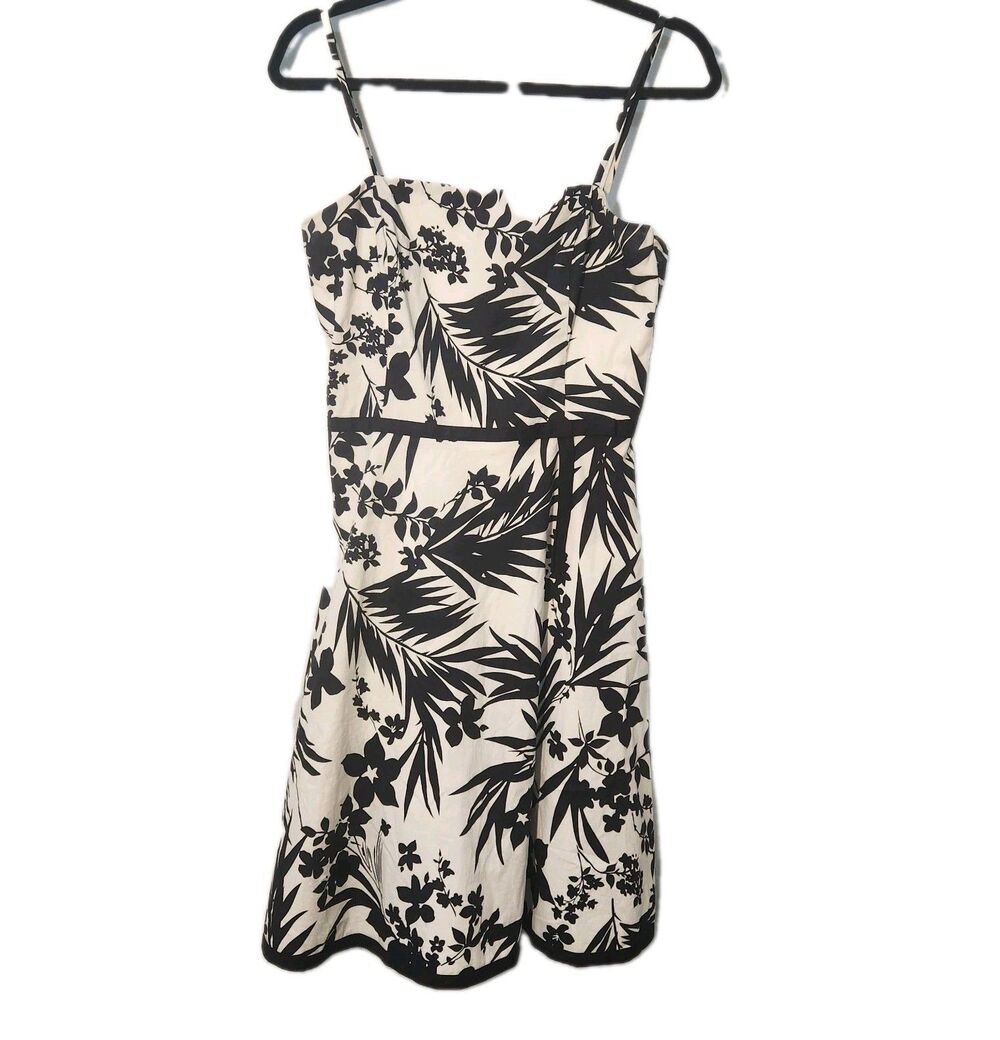 A Byer Vtg Black White Floral Tropical Party Wedding Guest Dress Junior SZ 7
